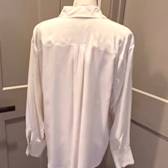 LOFT Oversized Ivory Long-Sleeved Button-Down Shirt Blouse-SMALL-NWT - Picture 2 of 9